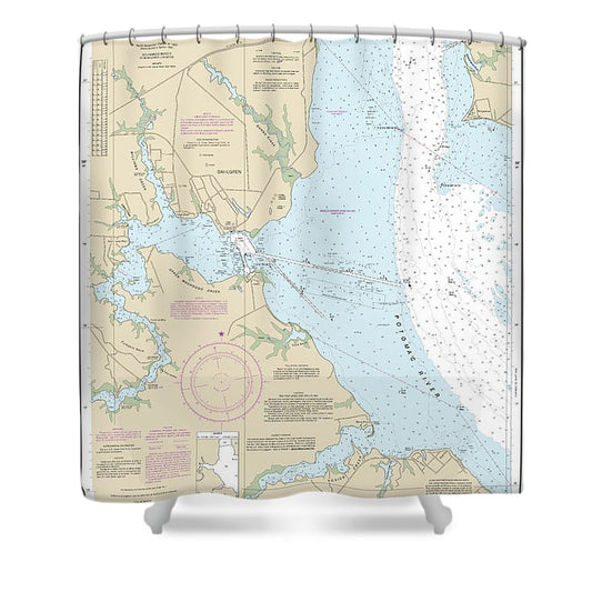 Nautical Chart 12287 Potomac River Dahlgren Vicinity Shower Curtain