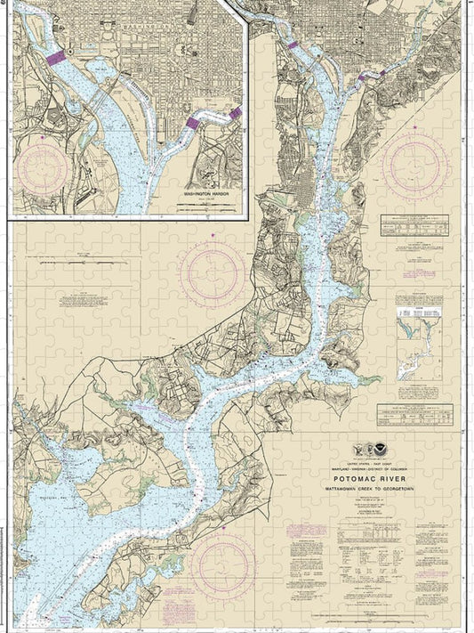 Nautical Chart 12289 Potomac River Mattawoman Creek Georgetown, Washington Harbor Puzzle