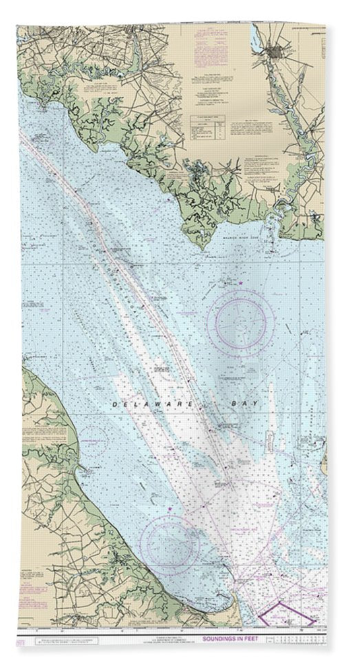 Nautical Chart-12304 Delaware Bay - Bath Towel