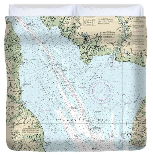 Nautical Chart 12304 Delaware Bay Duvet Cover