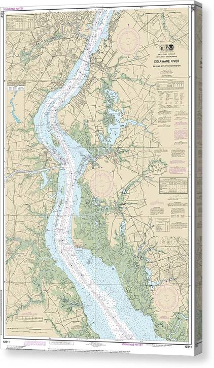 Nautical Chart-12311 Delaware River Smyrna River-Wilmington Canvas Print