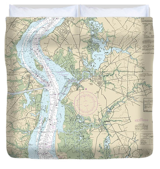 Nautical Chart 12311 Delaware River Smyrna River Wilmington Duvet Cover