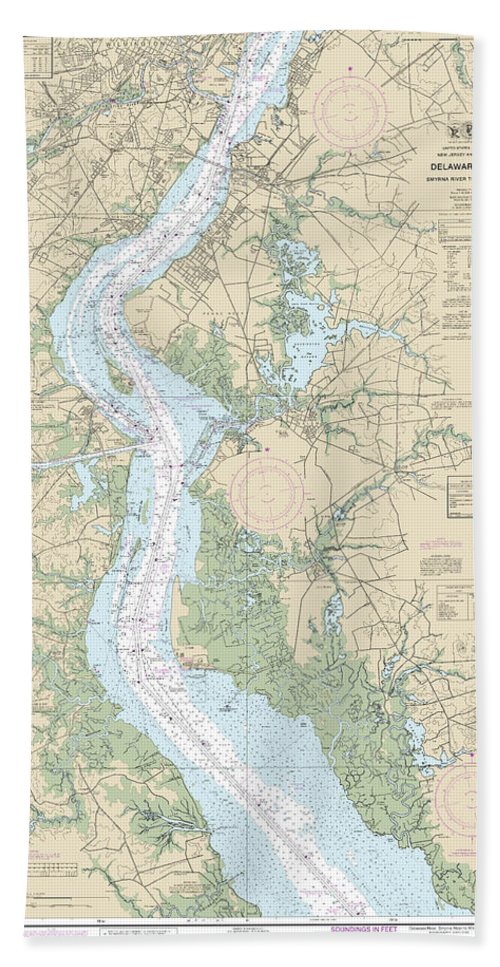 Nautical Chart-12311 Delaware River Smyrna River-wilmington - Bath Towel