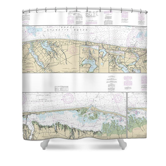 Nautical Chart 12324 Intracoastal Waterway Sandy Hook Little Egg Harbor Shower Curtain