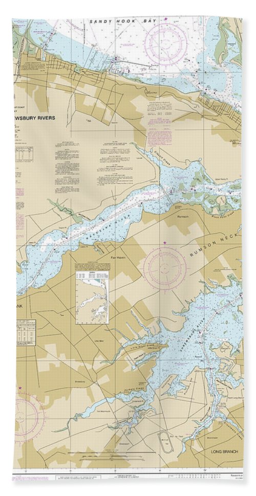 Nautical Chart-12325 Navesink-shrewsbury Rivers - Bath Towel