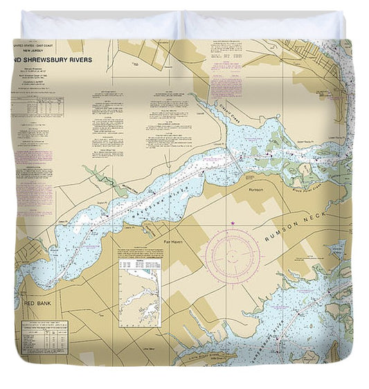 Nautical Chart 12325 Navesink Shrewsbury Rivers Duvet Cover