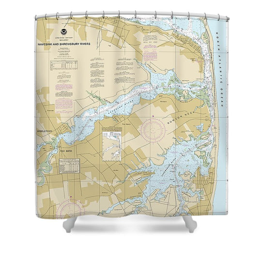 Nautical Chart 12325 Navesink Shrewsbury Rivers Shower Curtain