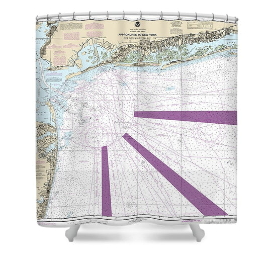 Nautical Chart 12326 Approaches New York Fire Lsland Light Sea Girt Shower Curtain