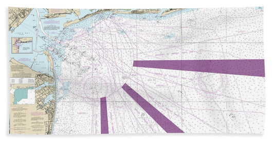 Nautical Chart-12326 Approaches-new York Fire Lsland Light-sea Girt - Bath Towel