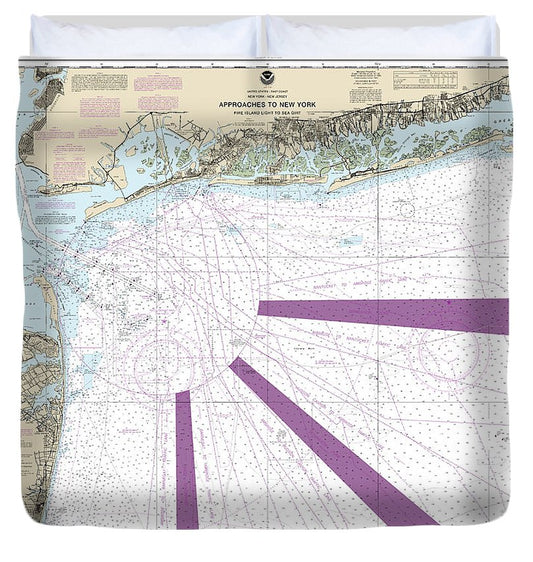 Nautical Chart 12326 Approaches New York Fire Lsland Light Sea Girt Duvet Cover