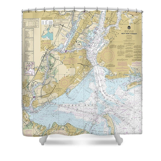 Nautical Chart 12327 New York Harbor Shower Curtain