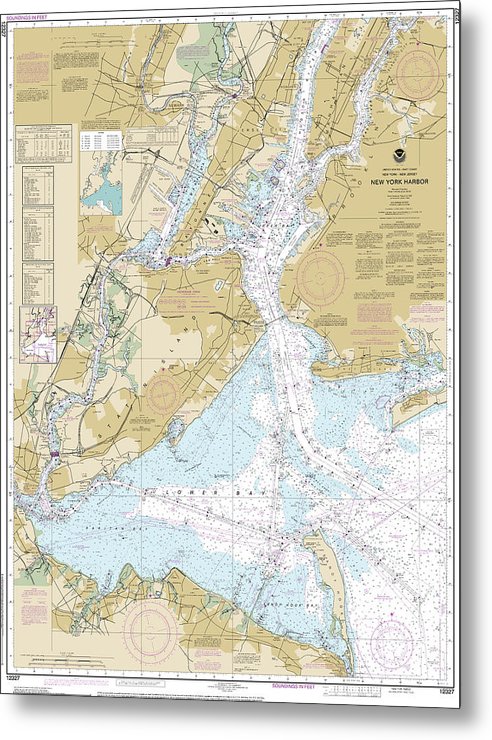 A beuatiful Metal Print of the Nautical Chart-12327 New York Harbor - Metal Print by SeaKoast.  100% Guarenteed!