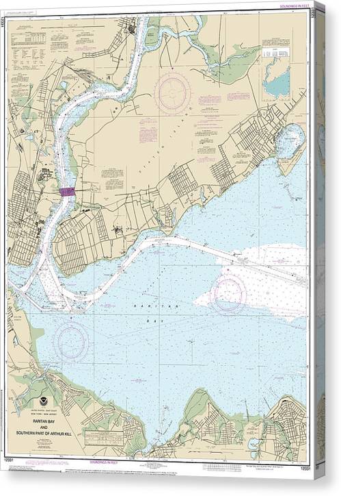 Nautical Chart-12331 Raritan Bay-Southern Part-Arthur Kill Canvas Print