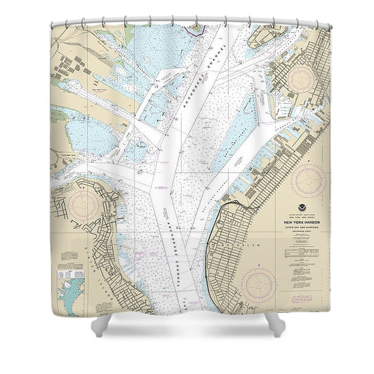 Nautical Chart 12334 New York Harbor Upper Bay Narrows Anchorage Chart Shower Curtain