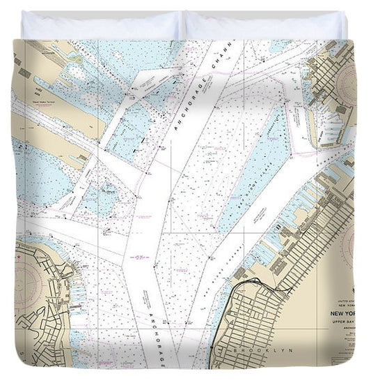 Nautical Chart 12334 New York Harbor Upper Bay Narrows Anchorage Chart Duvet Cover