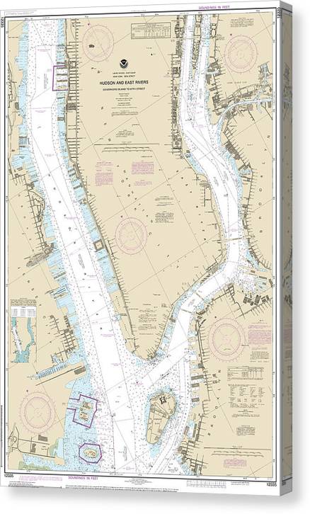 Nautical Chart-12335 Hudson-East Rivers Governors Island-67Th Street Canvas Print