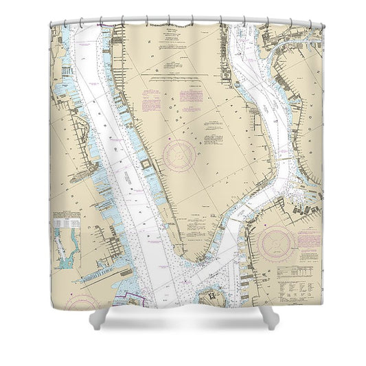 Nautical Chart 12335 Hudson East Rivers Governors Island 67Th Street Shower Curtain