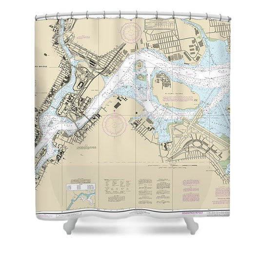 Nautical Chart 12339 East River Tallman Island Queensboro Bridge Shower Curtain