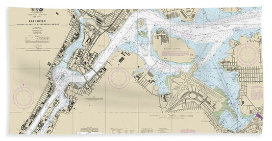 Nautical Chart-12339 East River Tallman Island-queensboro Bridge - Beach Towel
