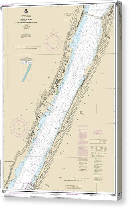 Nautical Chart-12341 Hudson River Days Point-George Washington Bridge Canvas Print