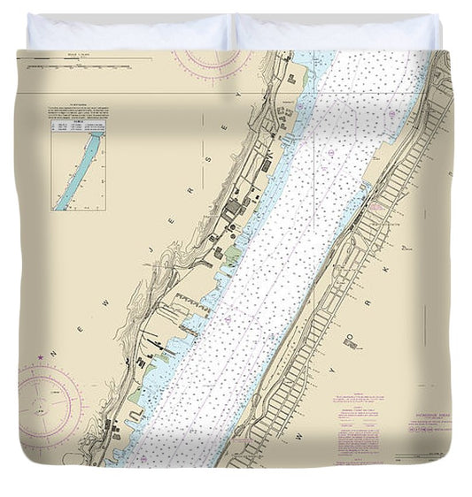 Nautical Chart 12341 Hudson River Days Point George Washington Bridge Duvet Cover