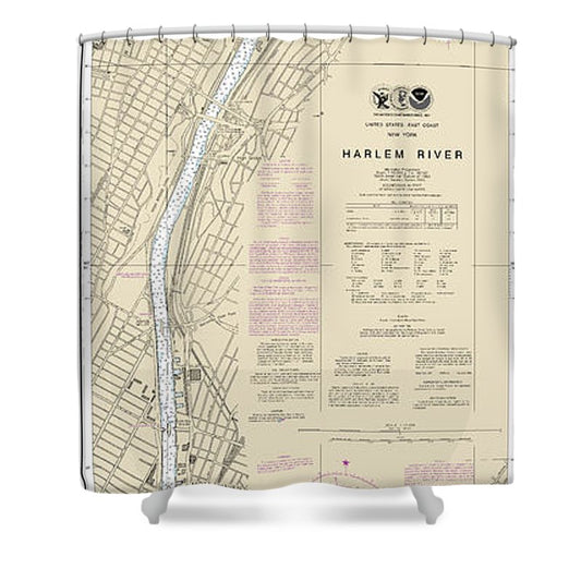 Nautical Chart 12342 Harlem River Shower Curtain