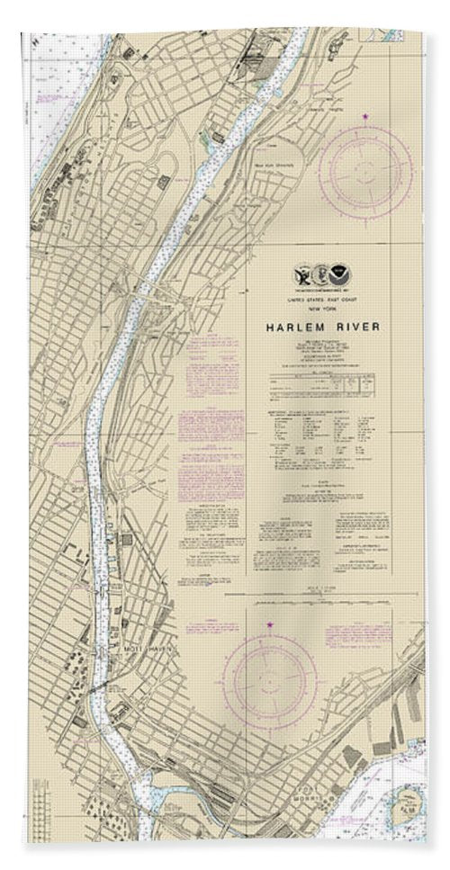 Nautical Chart-12342 Harlem River - Bath Towel