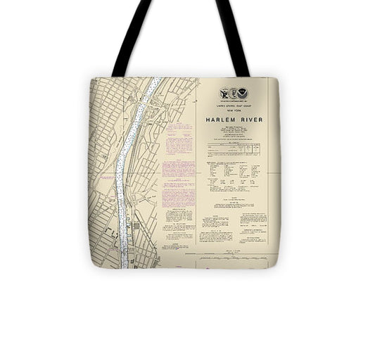 Nautical Chart 12342 Harlem River Tote Bag