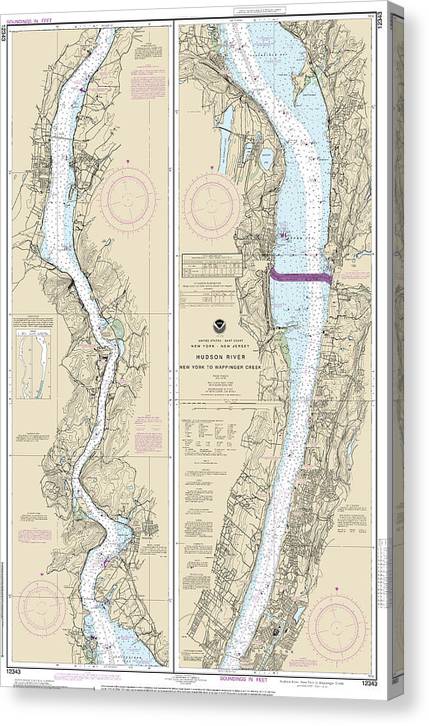 Nautical Chart-12343 Hudson River New York-Wappinger Creek Canvas Print