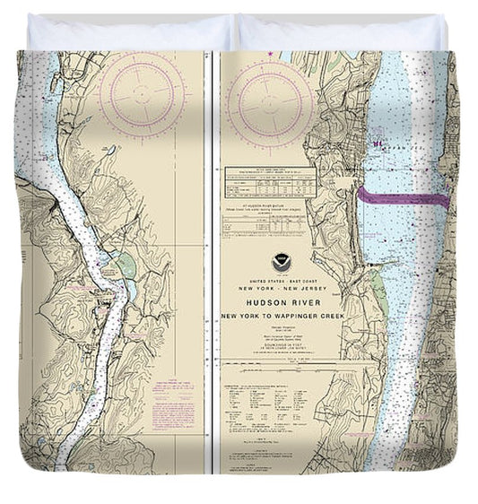 Nautical Chart 12343 Hudson River New York Wappinger Creek Duvet Cover