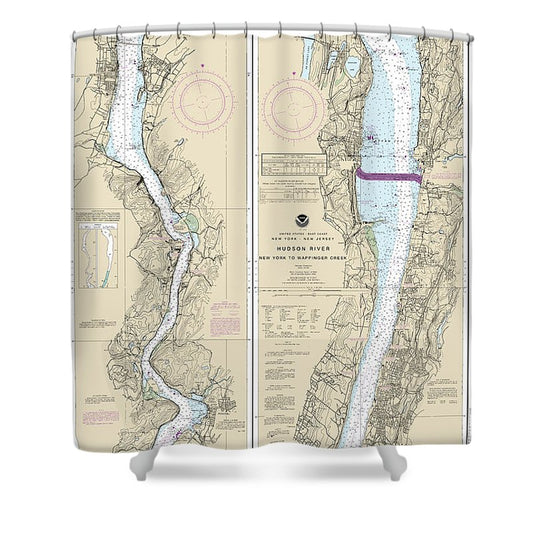 Nautical Chart 12343 Hudson River New York Wappinger Creek Shower Curtain
