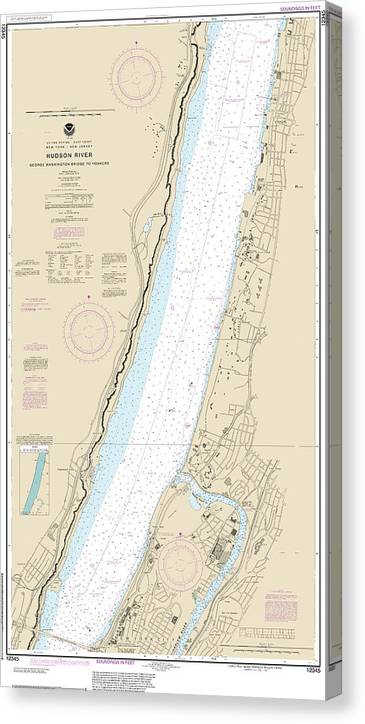 Nautical Chart-12345 Hudson River George Washington Bridge-Yonkers Canvas Print