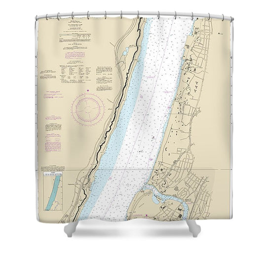 Nautical Chart 12345 Hudson River George Washington Bridge Yonkers Shower Curtain