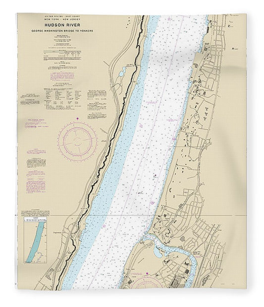 Nautical Chart 12345 Hudson River George Washington Bridge Yonkers Blanket