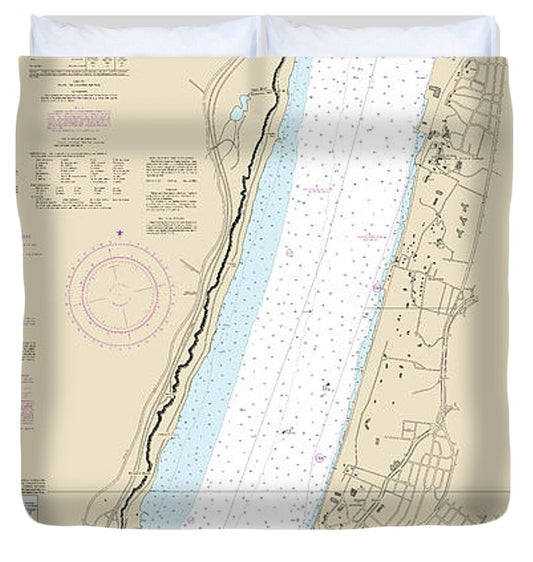 Nautical Chart 12345 Hudson River George Washington Bridge Yonkers Duvet Cover