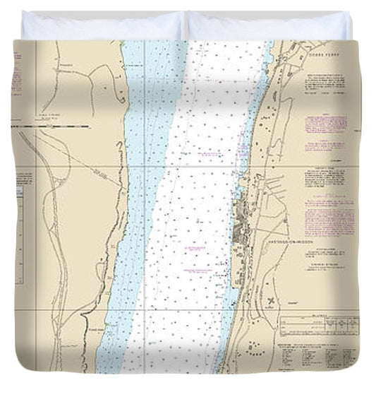 Nautical Chart 12346 Hudson River Yonkers Piermont Duvet Cover