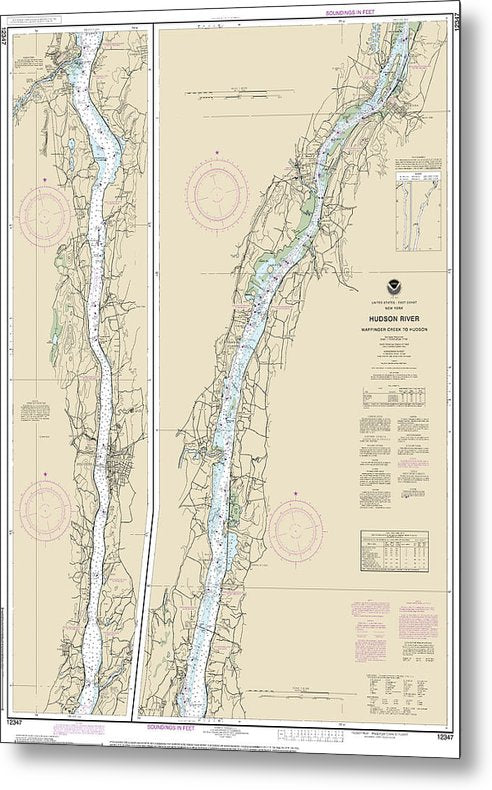 A beuatiful Metal Print of the Nautical Chart-12347 Hudson River Wappinger Creek-Hudson - Metal Print by SeaKoast.  100% Guarenteed!