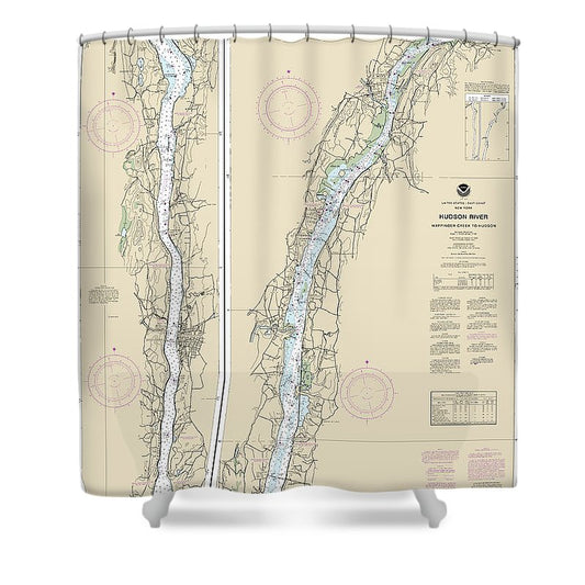 Nautical Chart 12347 Hudson River Wappinger Creek Hudson Shower Curtain