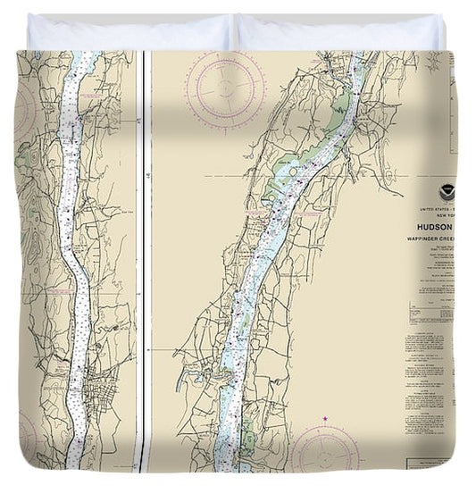 Nautical Chart 12347 Hudson River Wappinger Creek Hudson Duvet Cover