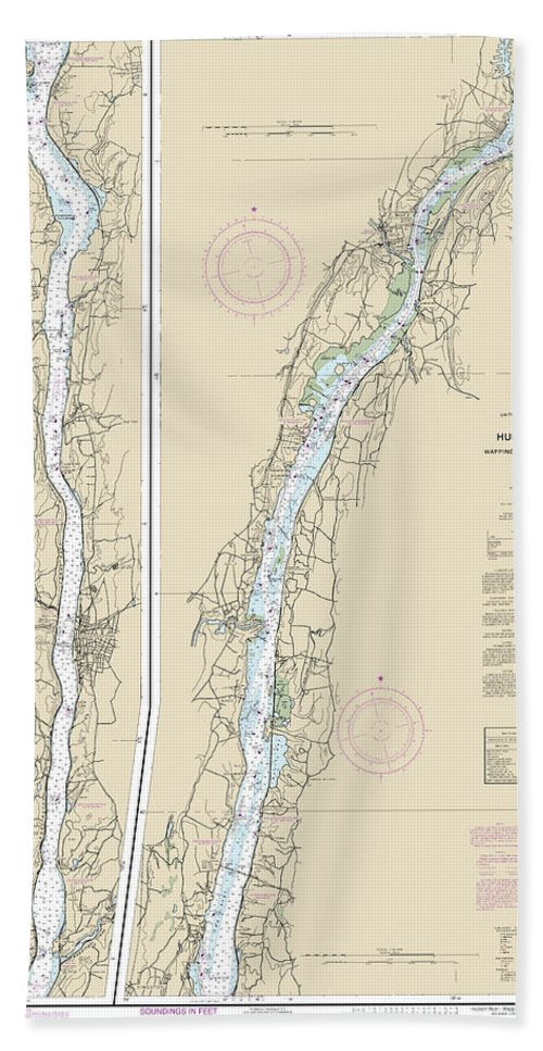 Nautical Chart-12347 Hudson River Wappinger Creek-hudson - Beach Towel