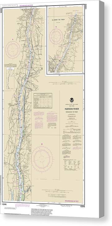 Nautical Chart-12348 Hudson River Coxsackie-Troy Canvas Print