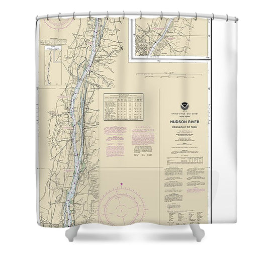 Nautical Chart 12348 Hudson River Coxsackie Troy Shower Curtain