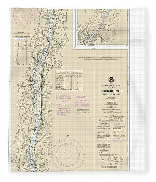 Nautical Chart 12348 Hudson River Coxsackie Troy Blanket