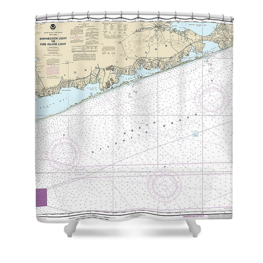 Nautical Chart 12353 Shinnecock Light Fire Island Light Shower Curtain