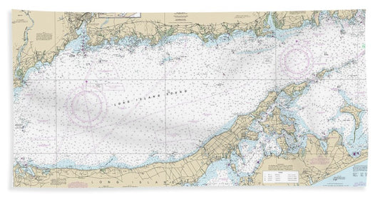 Nautical Chart-12354 Long Island Sound Eastern Part - Beach Towel