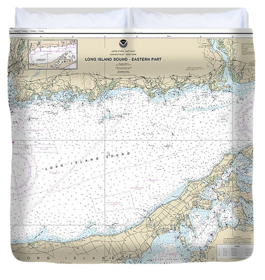 Nautical Chart 12354 Long Island Sound Eastern Part Duvet Cover