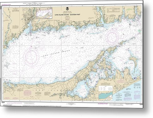 A beuatiful Metal Print of the Nautical Chart-12354 Long Island Sound Eastern Part - Metal Print by SeaKoast.  100% Guarenteed!