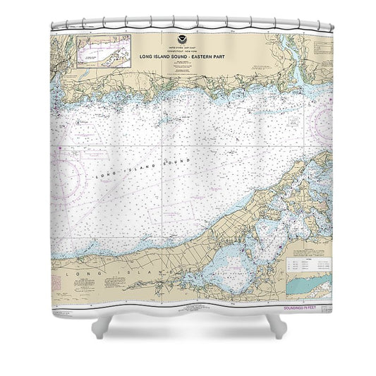 Nautical Chart 12354 Long Island Sound Eastern Part Shower Curtain