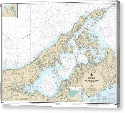 Nautical Chart-12358 New York Long Island, Shelter Island Sound-Peconic Bays, Mattituck Inlet Canvas Print