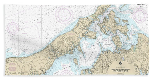 Nautical Chart-12358 New York Long Island, Shelter Island Sound-peconic Bays, Mattituck Inlet - Beach Towel